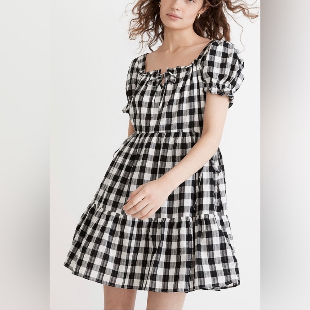 Madewell Square-Neck Tiered Mini Dress